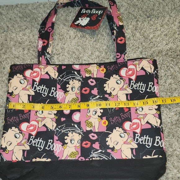 Betty Boop Black and Pink Floral Tote - Picture 12 of 14